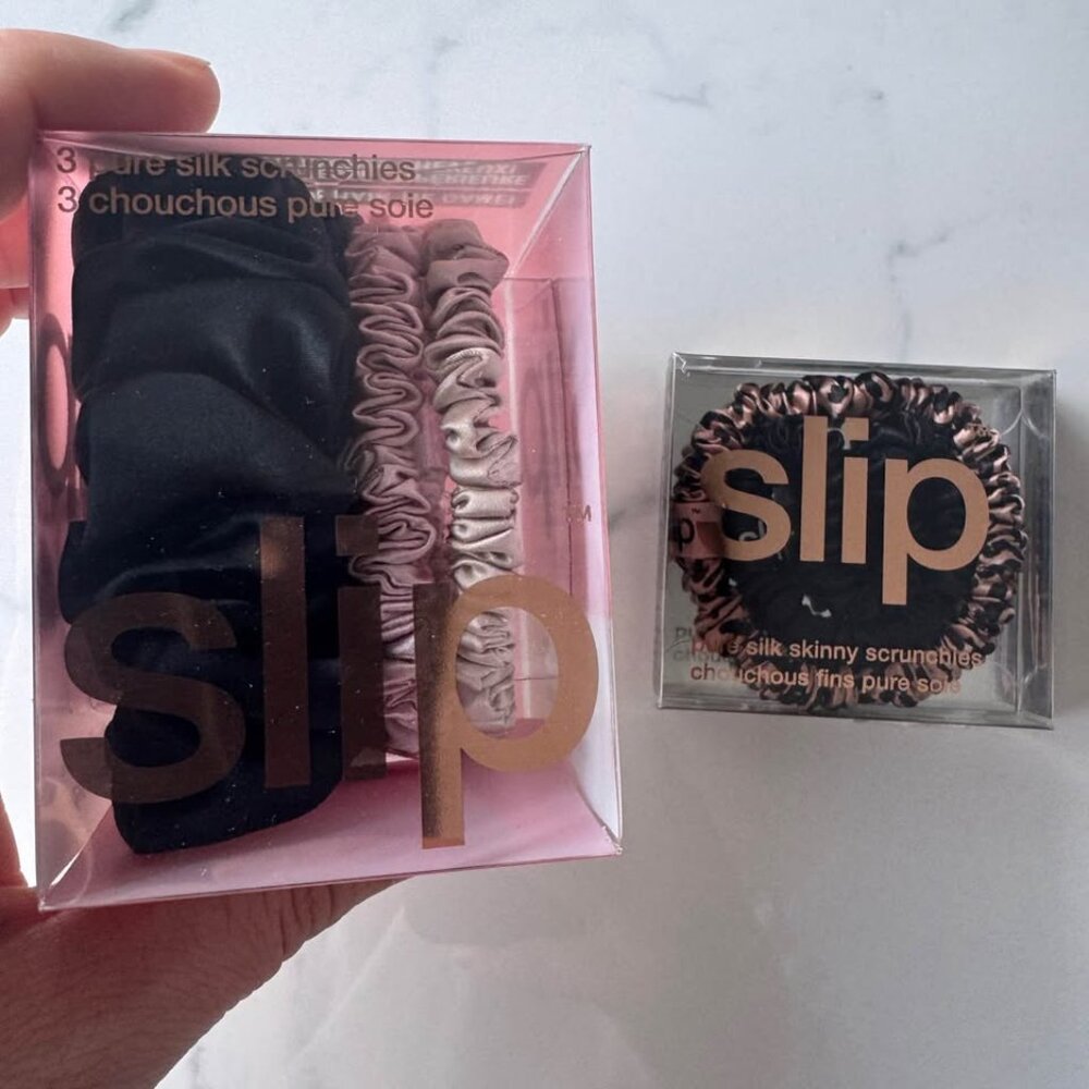 5 NWT/NIB Slip 100% Silk Scrunchies - 1 large, 4 small/skinny